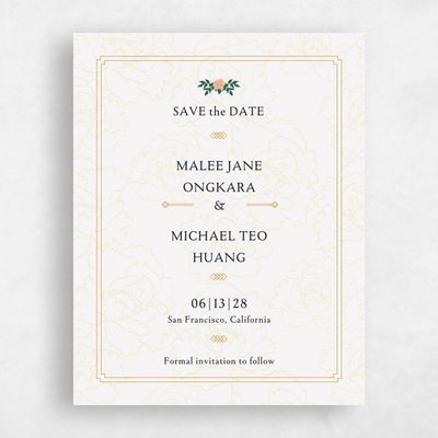 Cream, Yellow Wedding Save the Date - Joliette Type