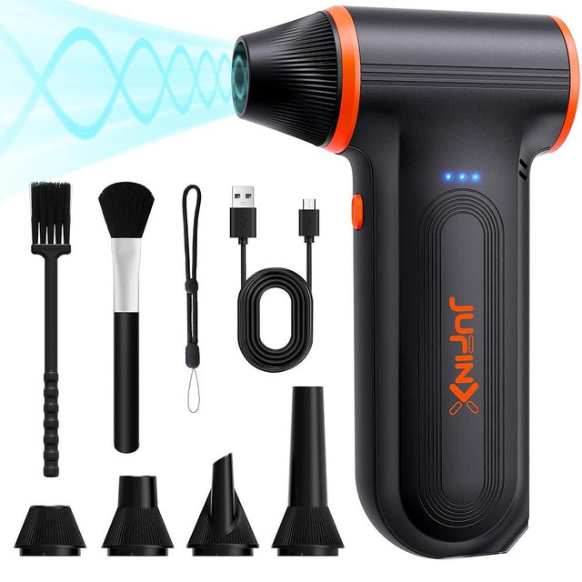 JUFINX X117 Compressed Air Duster-150000RPM Super Power Electric Air Duster, 3-Gear Adjustable Mini Blower with Fast Charging, Dust Blower for Computer, Keyboard, House, Outdoor and Car