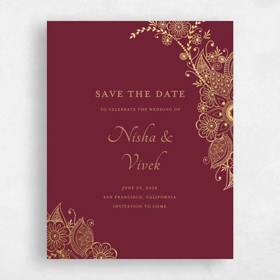 Wine, Red Wedding Save the Date - Sambac Portrait Foil