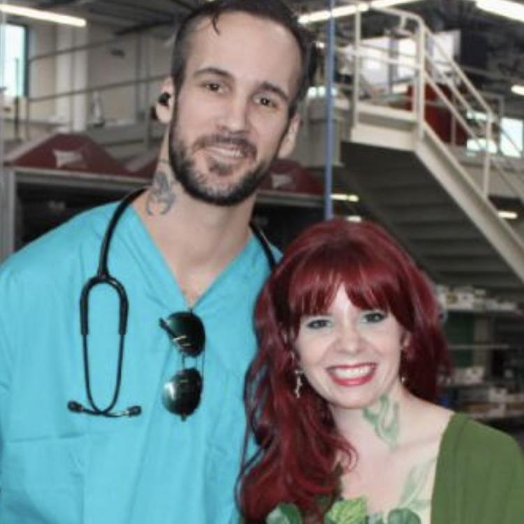 Our first photo, Robs Halloween work party