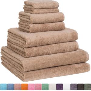 Home and Plan - Fast Drying Extra Large Bath Towel Set, Decorative & Luxury Premium Turkish Cotton Towels for Clearance - Spa & Hotel Quality - Pack of 8 including 2 Oversized Bath Sheets (30x60) - Beige