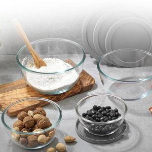 JoyJolt Kitchen Mixing Bowls - 8pc Glass with Lids Set – Neat Nesting Large Bowl Batter Cooking Storage and Big Salad BPA-Free Gray