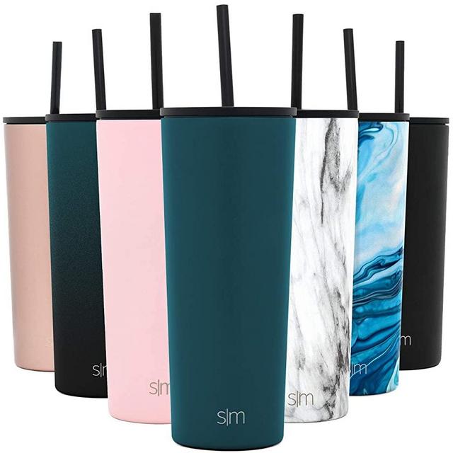 Simple Modern Classic Insulated Tumbler with Straw and Flip Lid - Stainless Steel Water Bottle Iced Coffee Travel Mug Cup 24oz (710ml) -Riptide
