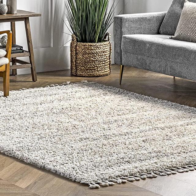 nuLOOM Brooke Contemporary Shag Area Rug, 5' 3" x 7' 7", Ivory
