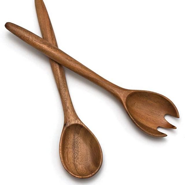 Lipper International 1188 Acacia Oblong Salad Servers, 12" Long, One Pair