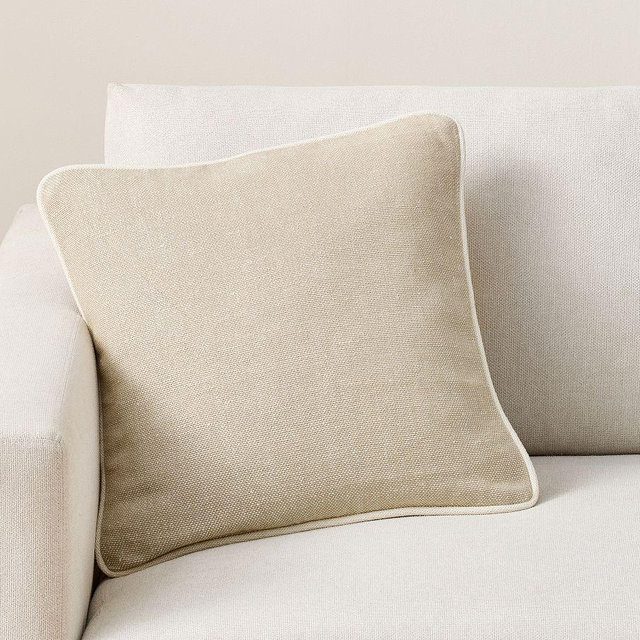 Everyday Linen Piped Pillow Cover, Flax, 18"