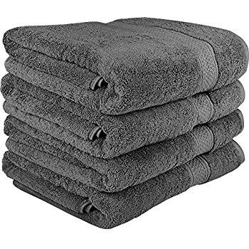 Premium Towels Set 4 Pack - Cotton for Hotel & Spa Maximum Softness and Absorbency by Utopia Towels (4 Bath Towels) (grey)