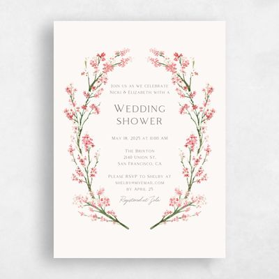 Pink Portrait Wedding Wedding Shower Invitation - Allamia Portrait
