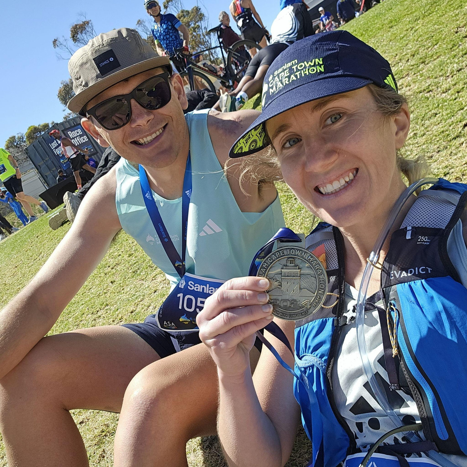 October 2024 | Cape Town | Our first marathon. Pretending to be happy.