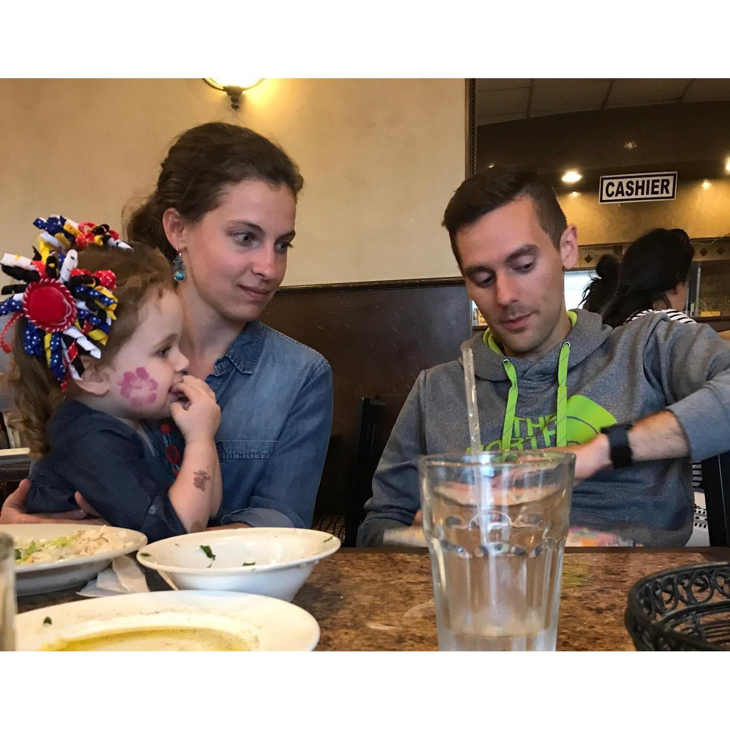 Year 1 - Eating lunch with Evy, our niece!