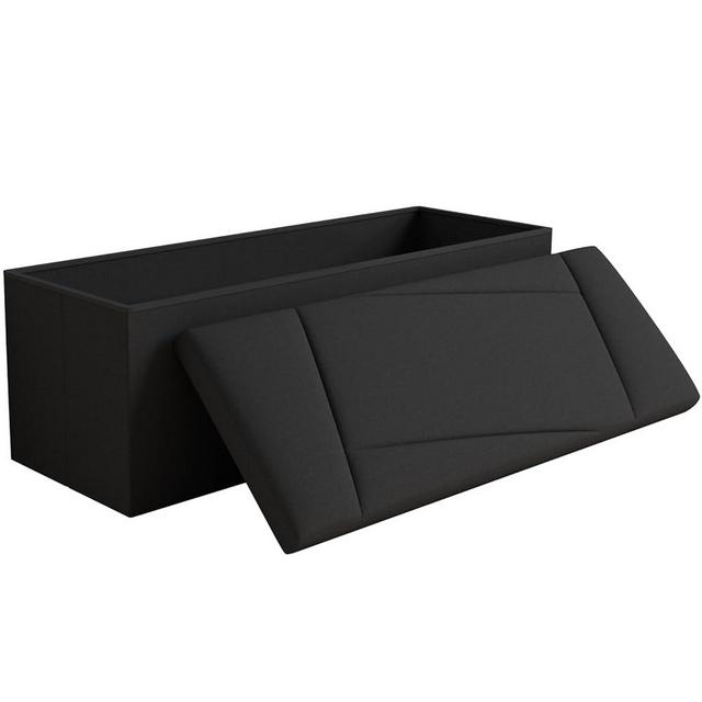 Rilelola Folding Storage Ottoman Bench, 43"D x 15"W x 15"H, Black