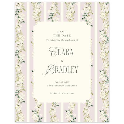 Light Mauve, Pink Wedding Digital Save the Date - Daisi Portrait