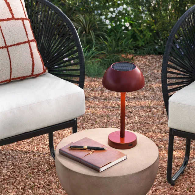 Solar and Rechargeable USB LED Outdoor Table Lamp Maroon - Threshold™