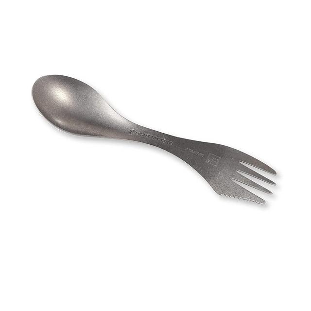 Light My Fire Camping Spork - Titanium Spork - Camping Utensils Metal - 3 in 1 Camping Spoon Fork Knife Combo - Spork Travel - Backpacking Spork - Lunchbox Spork - Camp Eating Utensil - Version 2.0