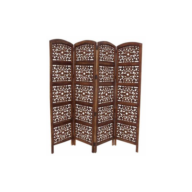 Handmade Foldable 4 Panel Wooden Partition Screen Room Divider Brown - The Urban Port