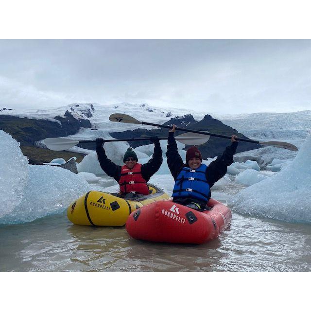 Pack rafting in Jokulsarlon glacier lagoon, Iceland