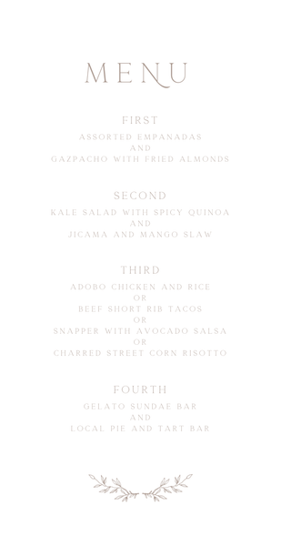 Zola Wedding Menus - Rhys