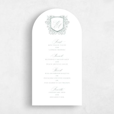 Green Arch Wedding Menu - Bella