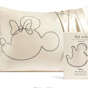 Kitsch Disney Minnie Mouse Satin Pillowcase with Zipper Softer Than Silk, Cooling Pillow Case for Hair & Skin, Wrinkle-Free, Machine Washable, Queen/Standard (19x26)