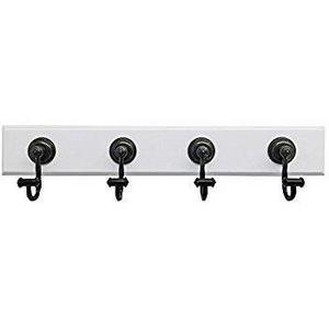 Headbourne 8025E 18" White Hook Rail / Coat Rack with 4 Black Nickel Hooks