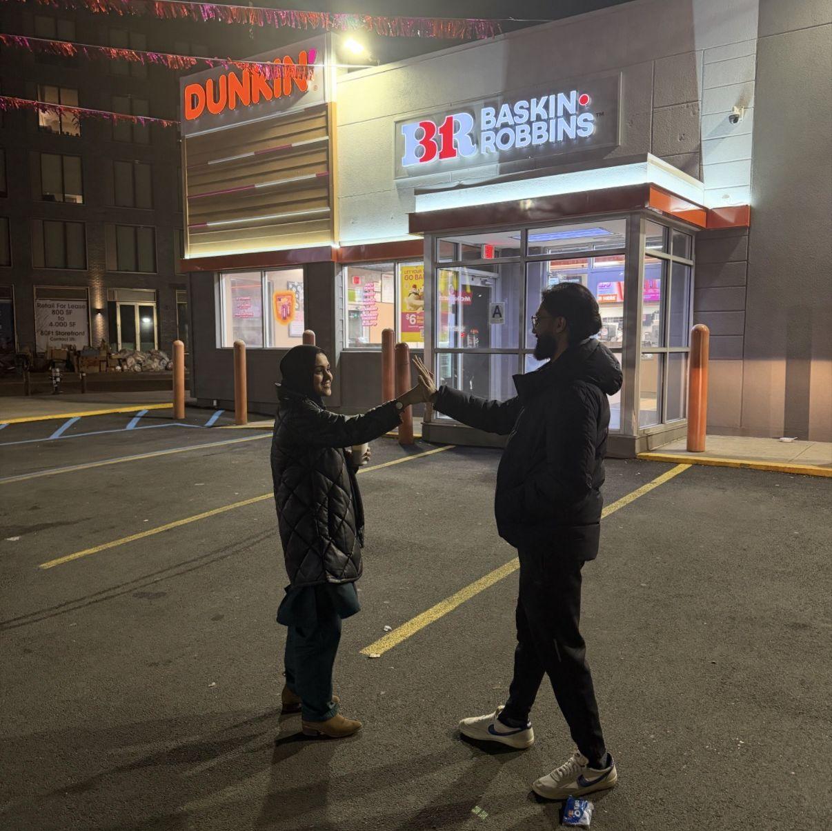 Before our first date, we met for a quick hello at the famous Dunkin' near Al-Khoei on Laylatul Qadr. There was an awkward high five/ fist bump moment, and a few nervous smiles.