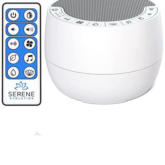 Serene Evolution White Noise Machine for Sleeping Adult or Baby with 70 Sounds | White Noise Machine for Office Privacy & Noise Cancelling | Sleep Sound Machine for Adults | Fan, Ocean, Rain Sounds