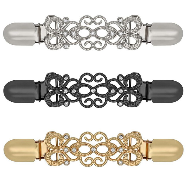 ROPAKED 3 Pcs Cinch Clips Vintage Sweater Clips Dress Clip Back Cinch Shawl Cardigan Collar Clip to Tighten Dress Pant Waist Tightener for Women