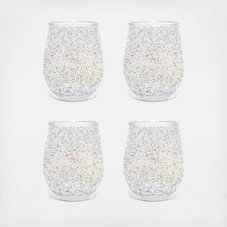 Glitter Infusion Stemless Acrylic Wine Glasses, Set of 4