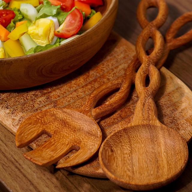 Salad Serving Utensils Wooden Salad Tongs...