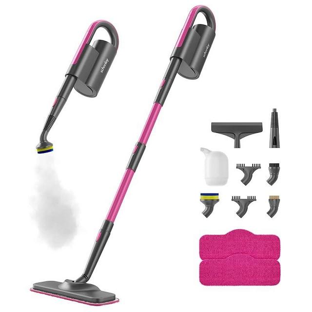 Schenley 7-in-1 Steam Mop Dual-Rod Design with Detachable Handheld Steamer for Walls, Grouts, Hard Floors, Tiles, includes Multi-purpose Accessories and Washable Microfiber Pads