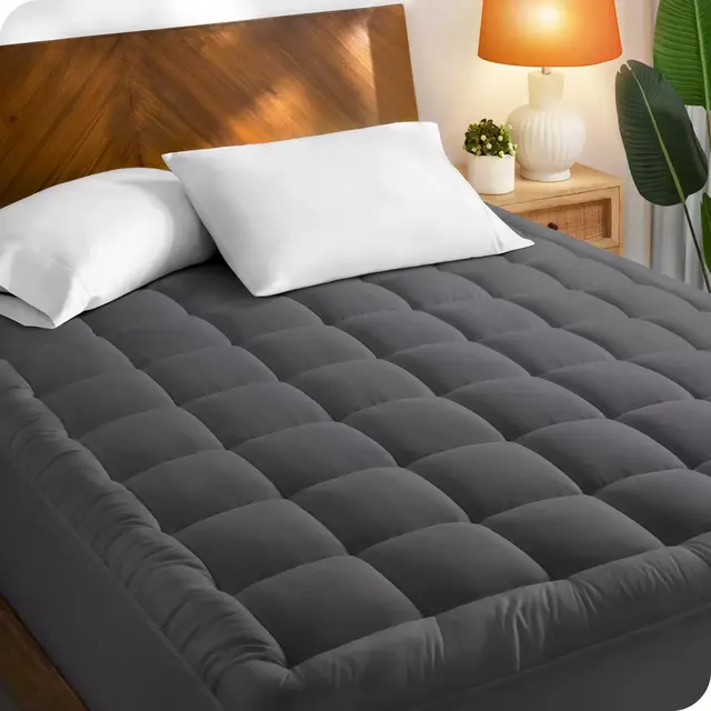 Grey California King Cotton Top Mattress Pad by Bare Home