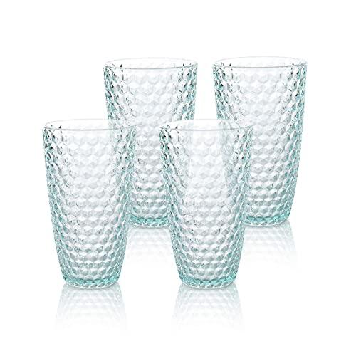 BELLAFORTE - Laguna Beach Tall Tumbler Teal - 19oz, set of 4, Shatterproof Tritan Drinking Glasses - Dishwasher Safe Plastic Tumblers - Unbreakable Glassware for indoor and Outdoor Use, BPA Free