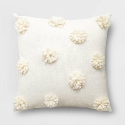 Pom-Pom Square Throw Pillow Cream - Opalhouse™