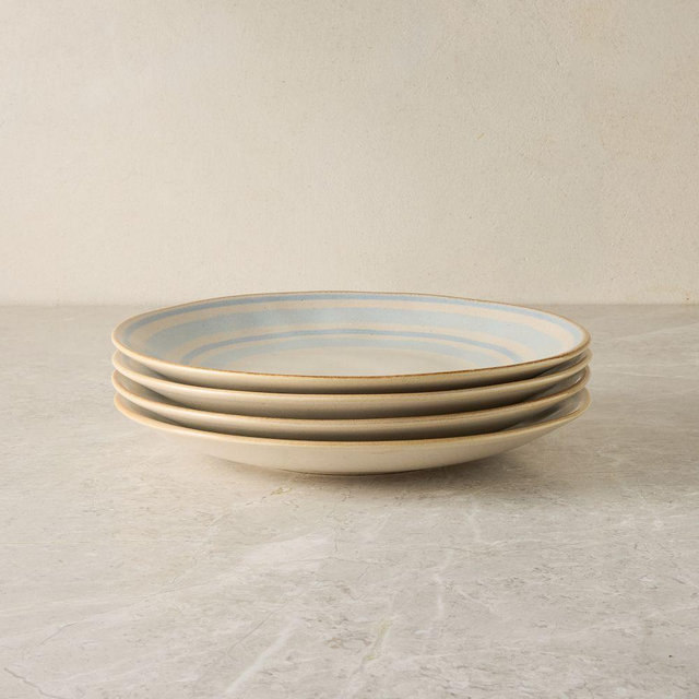 Cabana Salad Plate, Stoneware, Stripe, Set of 4