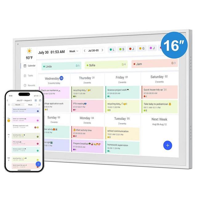 Digital Calendar, 16inch Smart WiFi Electronic Calendar&Chore Chart, IPS Touch Screen HD Display for Family Schedules, Share Moments Instantly from Anywhere