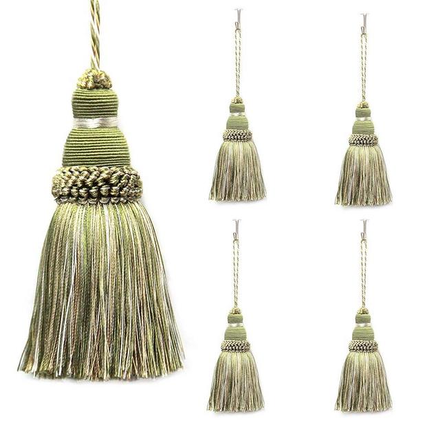 Fenghuangwu Colorful Tassel Key Tassels Elegant DIY Accessories for Curtain and Home Decoration… (Mix Green, 4P)