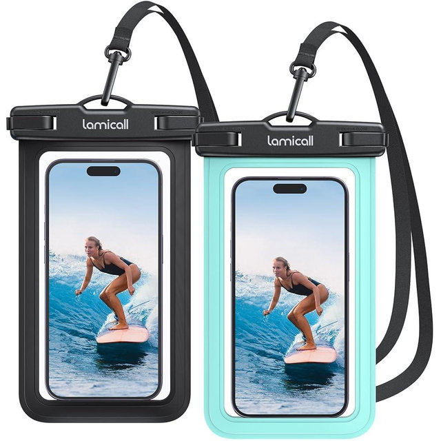 Lamicall 2Packs Waterproof Pouches, Beach Vacation Essentials for Wemen Men, Cruise Essentials 2025 2026, Gift for Travel Beach Ship Accessories, Water Accessories, Green &Black