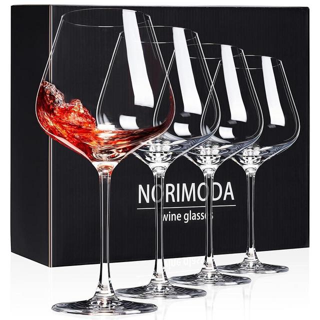 NORIMODA Wine Glasses, 22oz Large Red Wine Glasses Set Of 4, Bordeaux & Burgundy Wine Glass With Stem, Classic Birthday Gifts For Men, Women, Wedding, Anniversary, Christmas