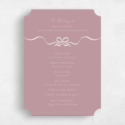 Pink Ticket Wedding Program - Alba