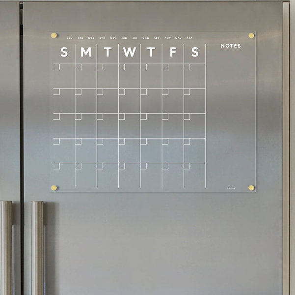 Clear Acrylic Monthly Fridge Calendar | Side Notes