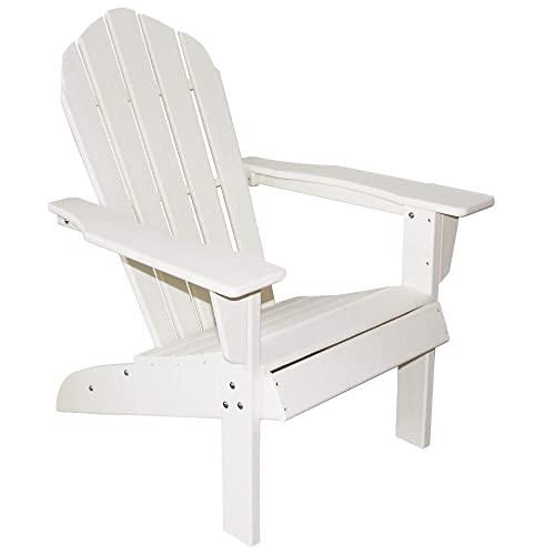 Resin TEAK HDPE Poly Lumber Adirondack Chair, White | Adult-Size, Weather Resistant for Patio Deck Garden, Backyard & Lawn Furniture | Easy Maintenance & Classic Adirondack Chair Design