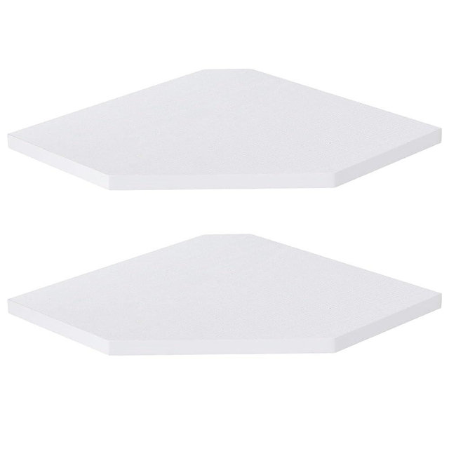 Corner Shelf Wall Mount, Floating Corner Shelves, Set of 2 Corner Wall Shelf Organizer, Rustic Wood Wall Storage Display Shelves for Living Room Bedroom Bathroom Kitchen, Rustic White