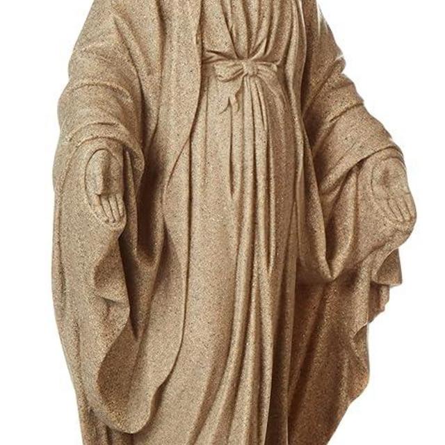 Emsco Group Virgin Mary Statue - Natural Sandstone Appearance - Made of Resin - Lightweight - 34" Height