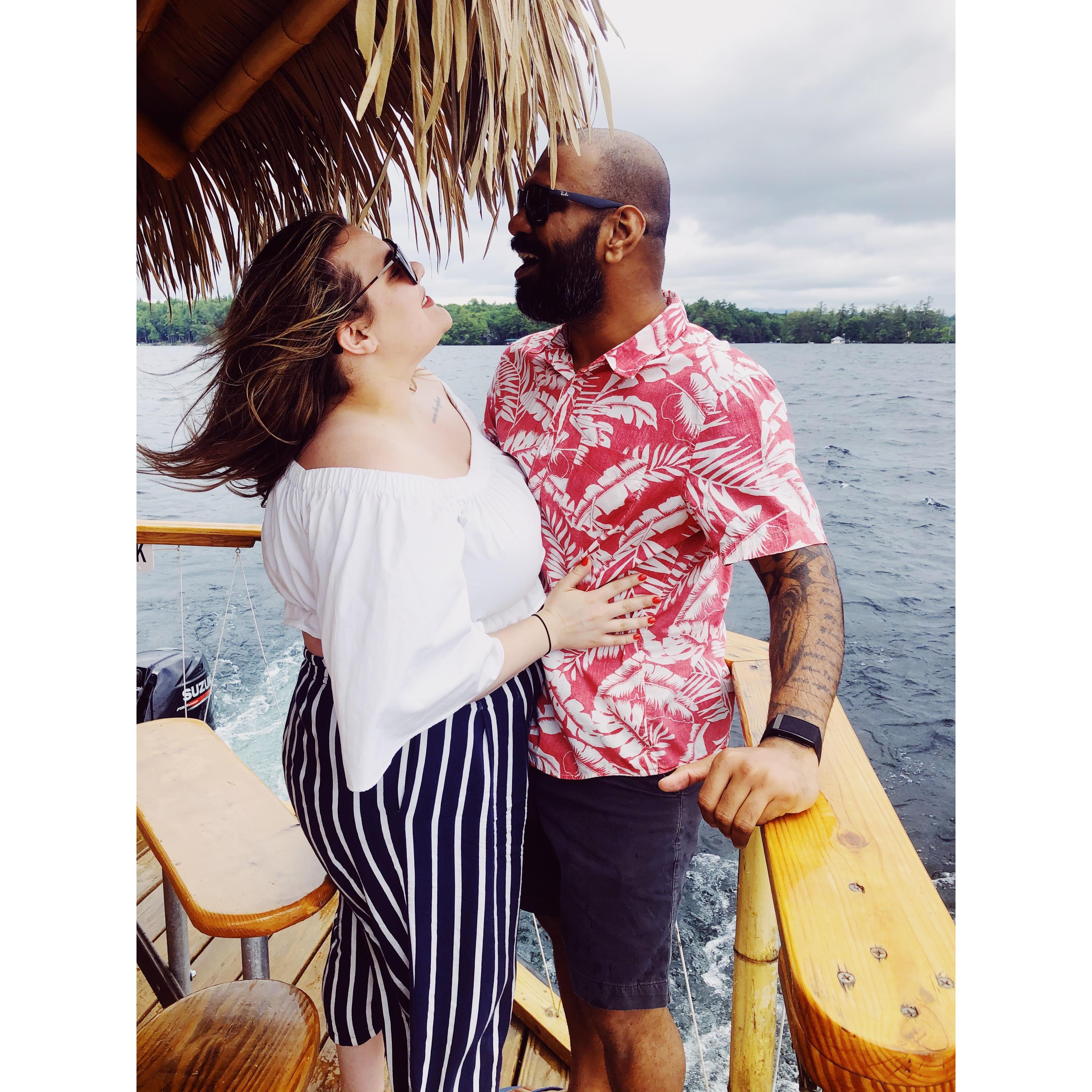 Tiki boat trip around Lake Winnipesaukee