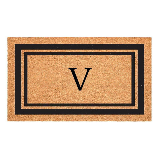 Calloway Mills 152962436V Black Border 24" x 36" Monogram Doormat, (Letter V)