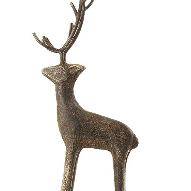 Creative Co-Op Cast Iron Standing Deer Figures and Figurines, 11.75", Black