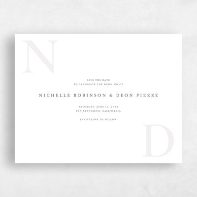 White Wedding Save the Date - Seraphine Landscape