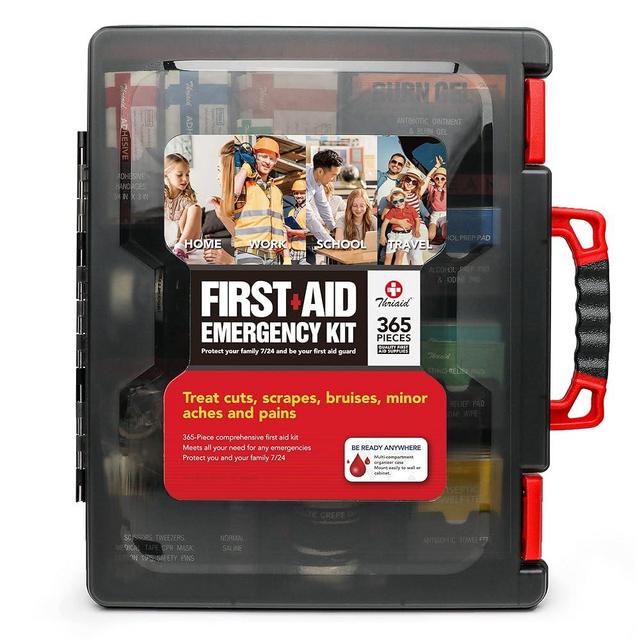 365 Piece First Aid Kit, Well-Organized Durable Hard Case, Wall-Mountable Trauma Medical Kits for Any Emergencies, Ideal for Home, Office, Car, Travel, Outdoor, Camping, Hiking, Boating (Matte Black)