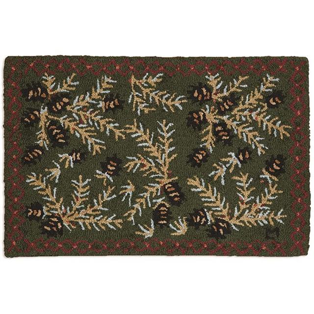 BLACK FOREST DECOR Diamond Pine Hooked Wool Rug - 2 x 3