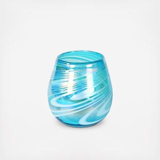 Recycled Artisan Stemless Swirl Wine Glass, Set of 4